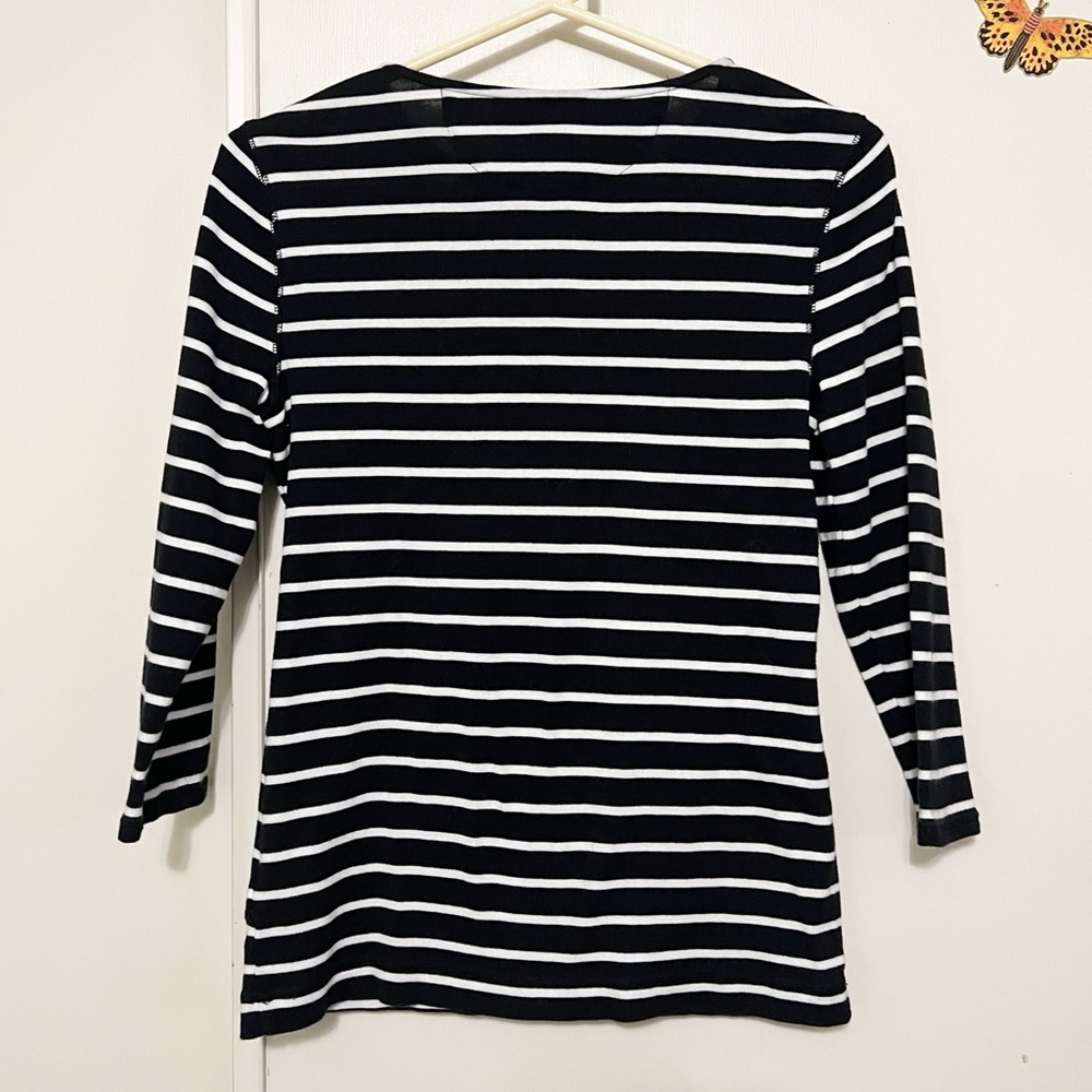LRL Striped 3/4 Sleeves Top M - Picture 2 of 8